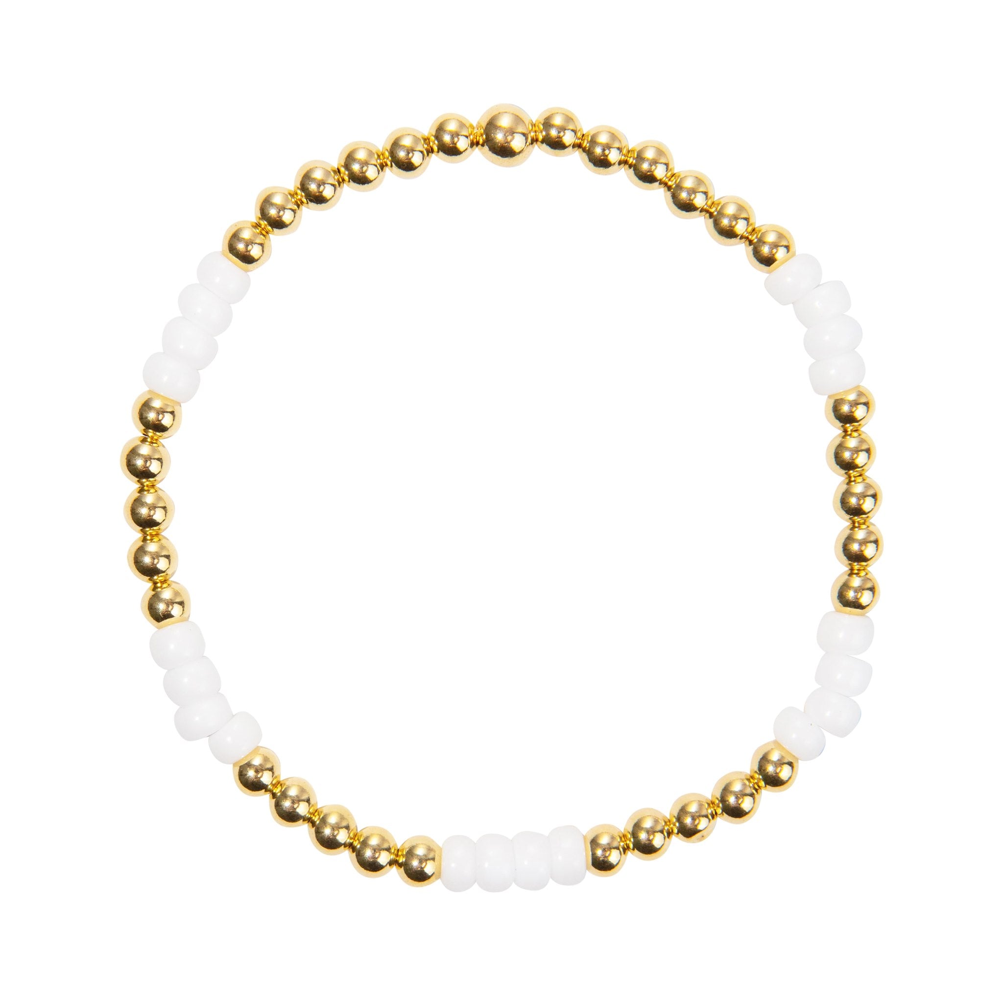 Luna bracelet - white and luxe metal beads